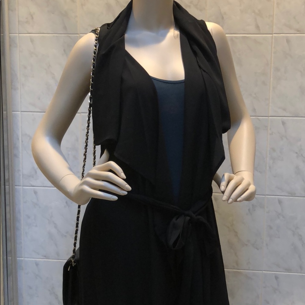 LAST 1! Belted  open front drape duster vest - Picture 5 of 8